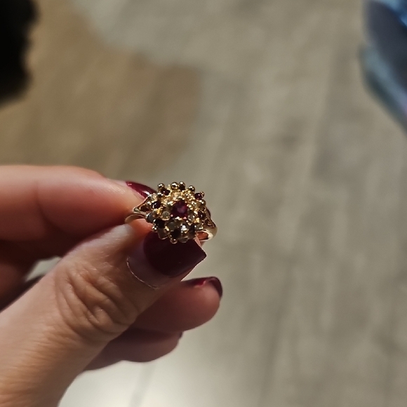Jewelry - Elegant Gold Plated and Red Gemstone Ring